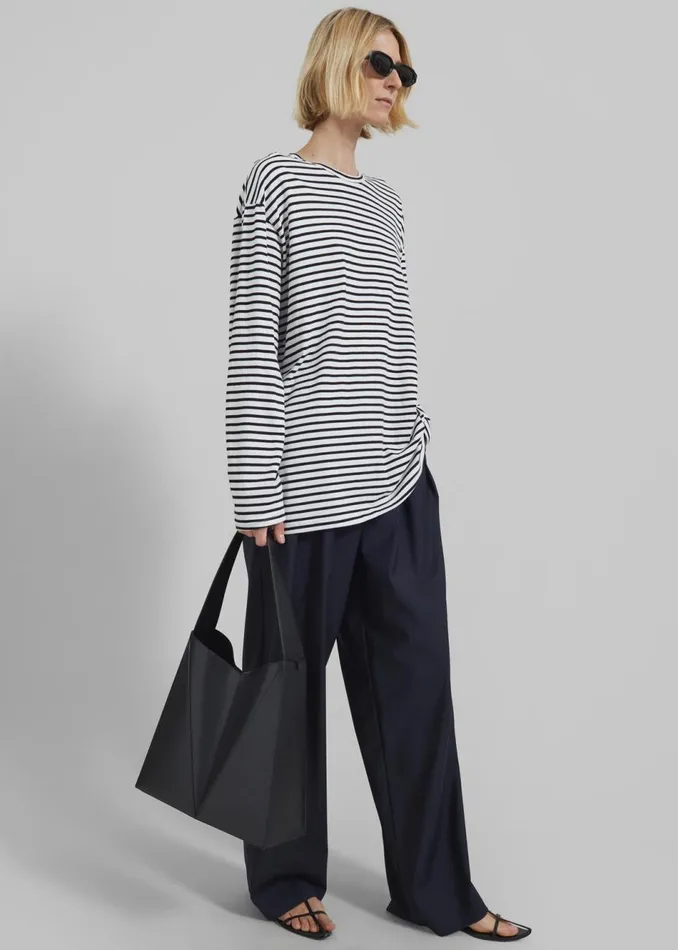 Women The Frankie Shop Tops Salome Long Sleeve Tee Whiteblack Stripe