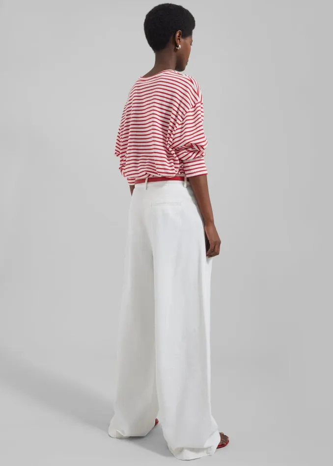 Women The Frankie Shop Tops Salome Long Sleeve Tee Whitered Stripe
