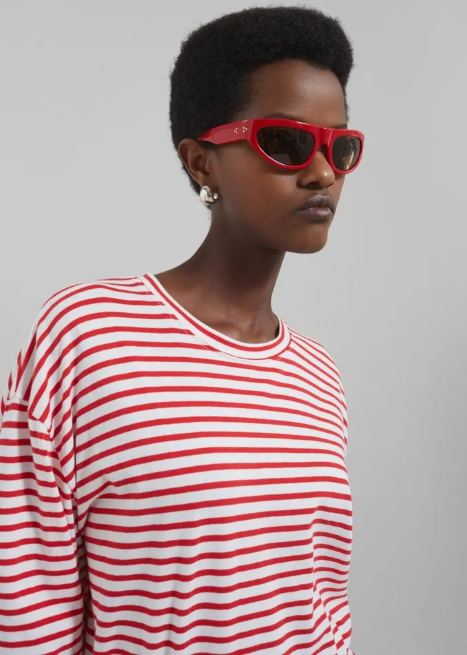 Women The Frankie Shop Tops Salome Long Sleeve Tee Whitered Stripe