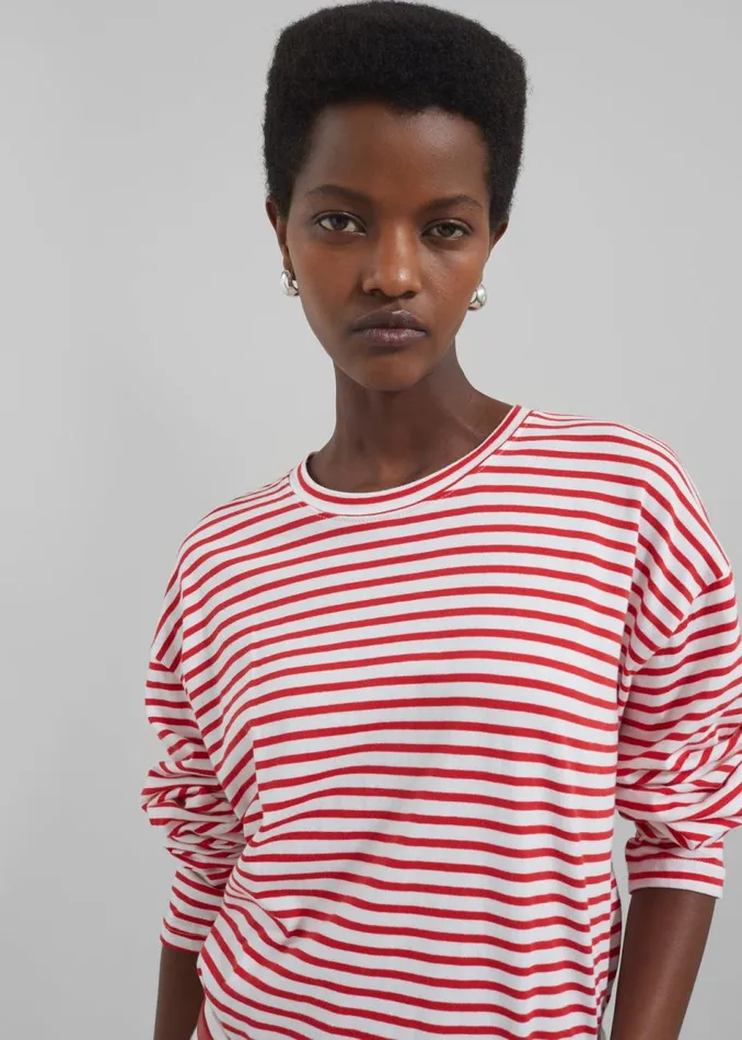 Women The Frankie Shop Tops Salome Long Sleeve Tee Whitered Stripe