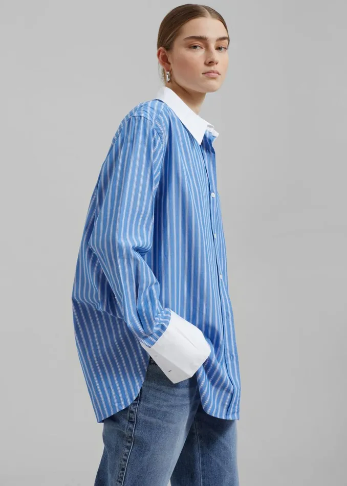Women The Frankie Shop Tops Samse Samse Salovas Shirt Blue St