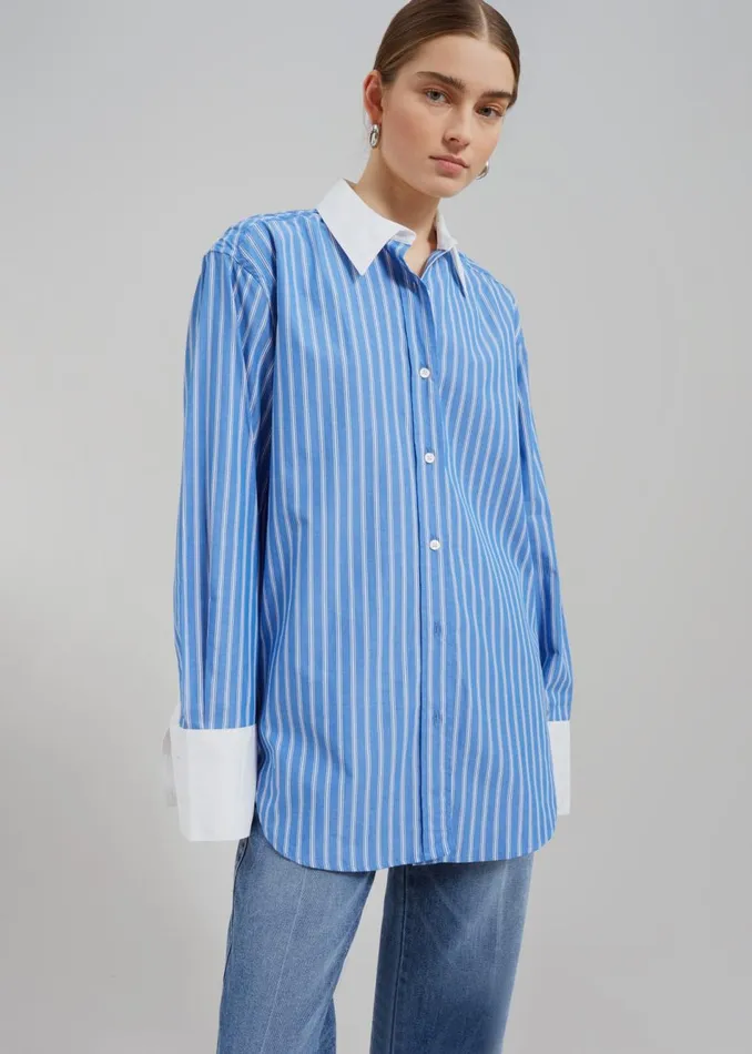 Women The Frankie Shop Tops Samse Samse Salovas Shirt Blue St