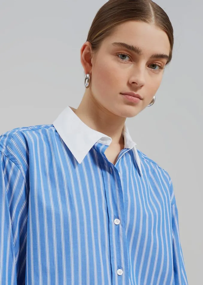 Women The Frankie Shop Tops Samse Samse Salovas Shirt Blue St