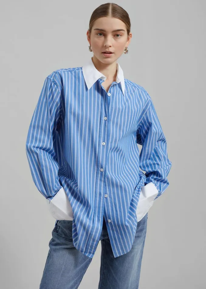 Women The Frankie Shop Tops Samse Samse Salovas Shirt Blue St