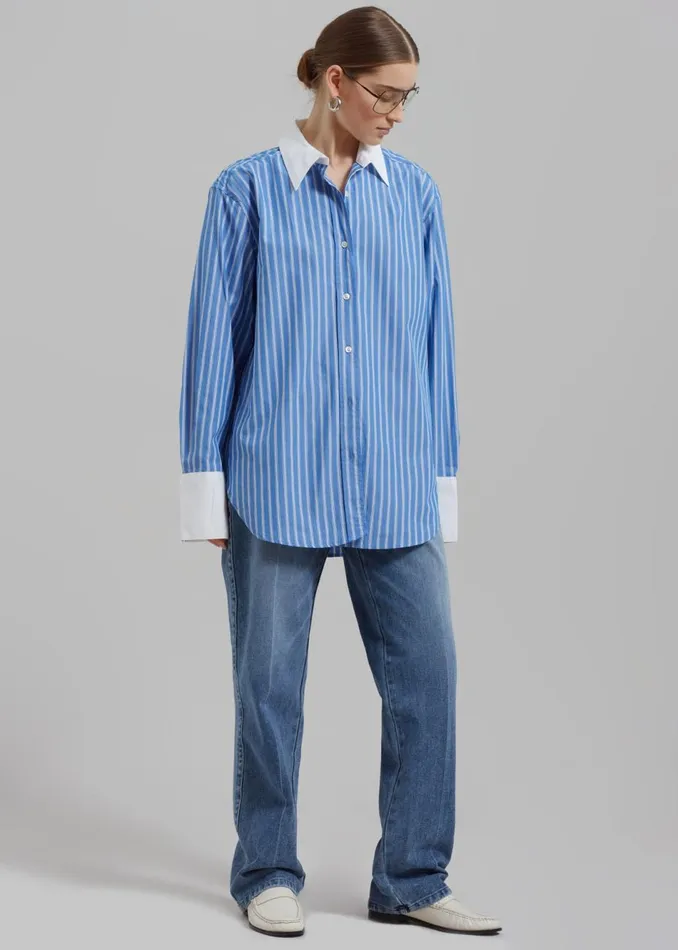 Women The Frankie Shop Tops Samse Samse Salovas Shirt Blue St