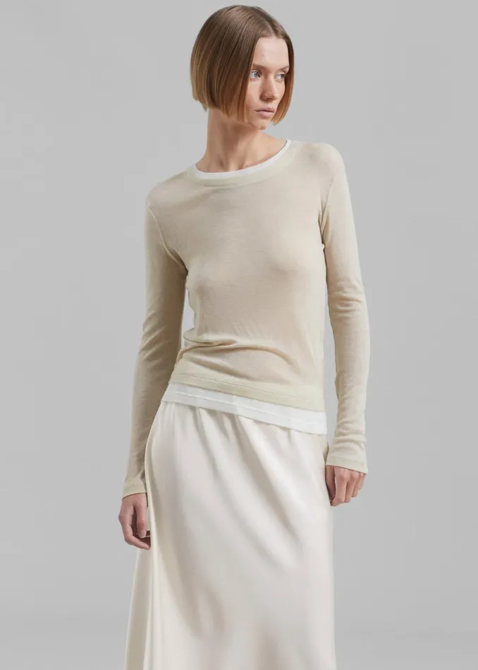 Women The Frankie Shop Tops Scottie Layered Tee Butter