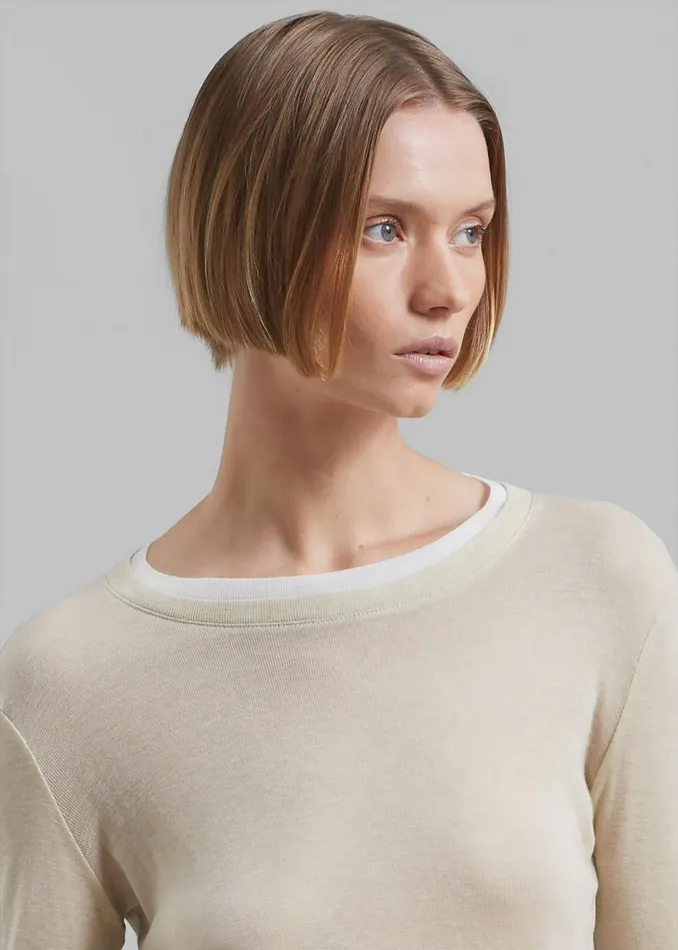 Women The Frankie Shop Tops Scottie Layered Tee Butter