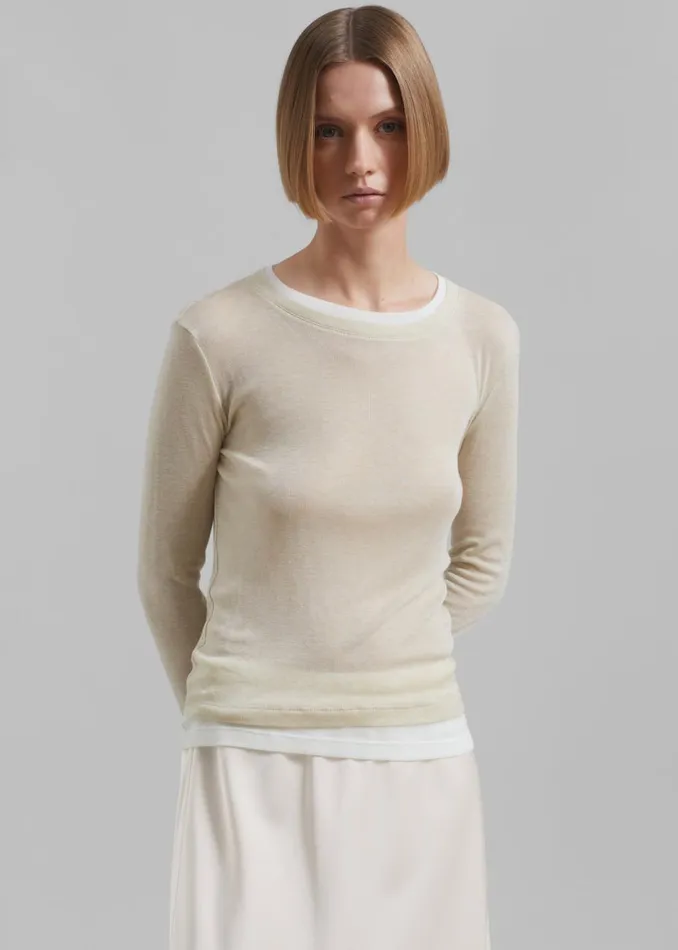 Women The Frankie Shop Tops Scottie Layered Tee Butter