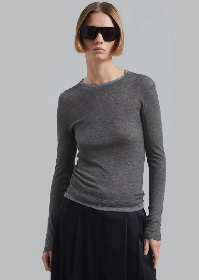 Women The Frankie Shop Tops Scottie Layered Tee Grey