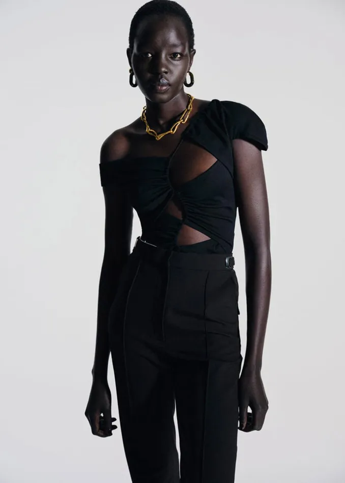 Women The Frankie Shop Tops Sid Neigum Asymmetrical Cutout Tension Blouse Black