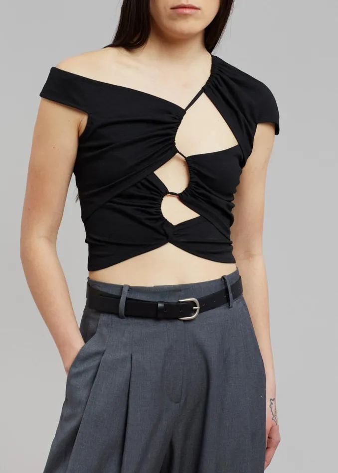 Women The Frankie Shop Tops Sid Neigum Asymmetrical Cutout Tension Blouse Black