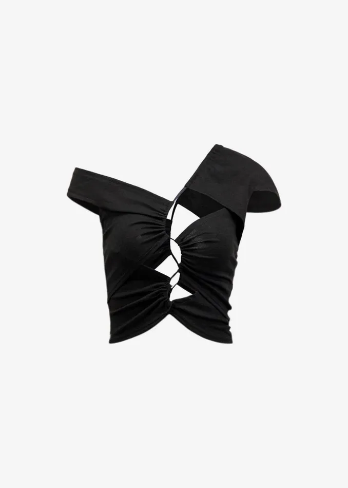 Women The Frankie Shop Tops Sid Neigum Asymmetrical Cutout Tension Blouse Black