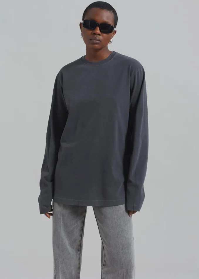 Women The Frankie Shop Tops Sportmax Agguati Long Sleeve Tee Black