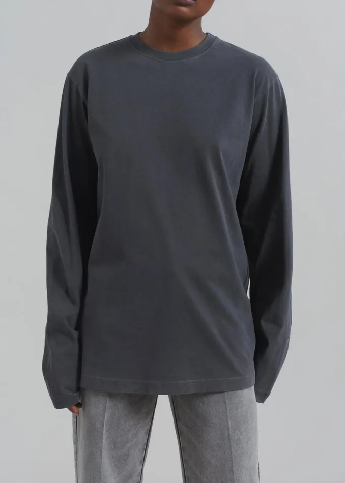 Women The Frankie Shop Tops Sportmax Agguati Long Sleeve Tee Black