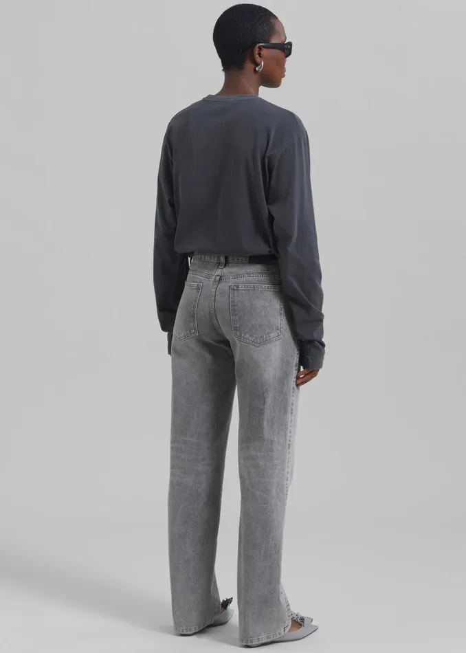 Women The Frankie Shop Tops Sportmax Agguati Long Sleeve Tee Black