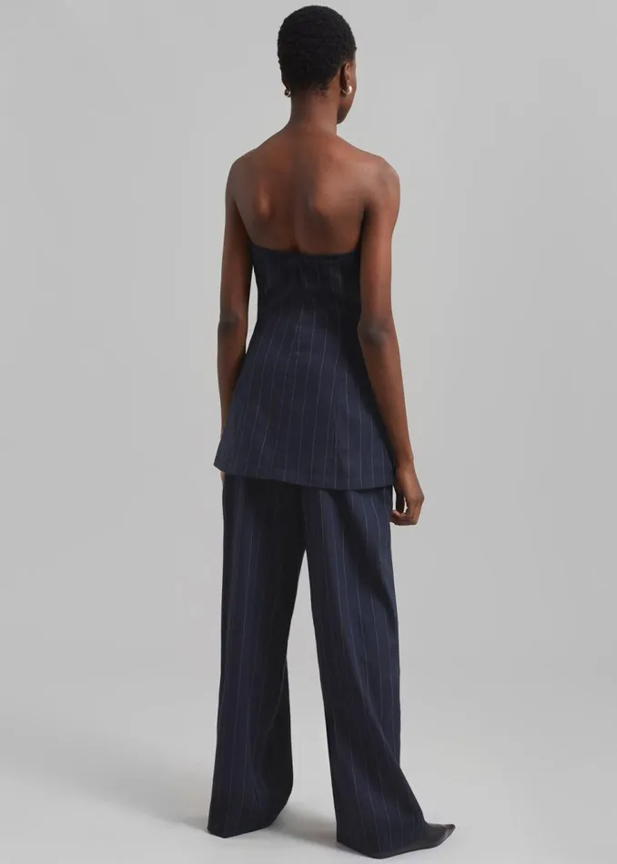Women The Frankie Shop Tops Sunny Strapless Vest Navybeige Pinstripe