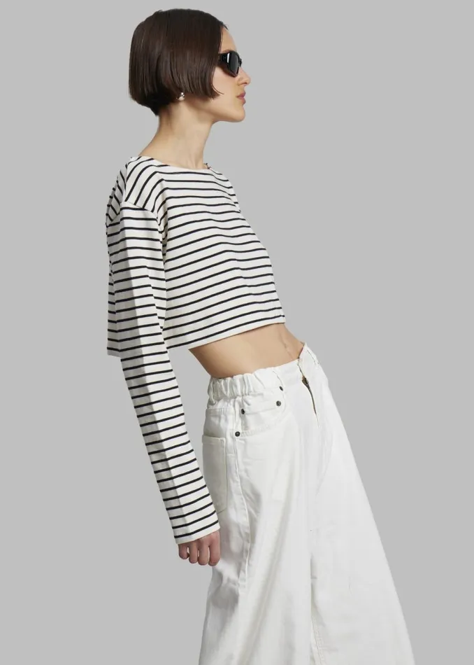 Women The Frankie Shop Tops Tilla Boatneck Top Black Stripe