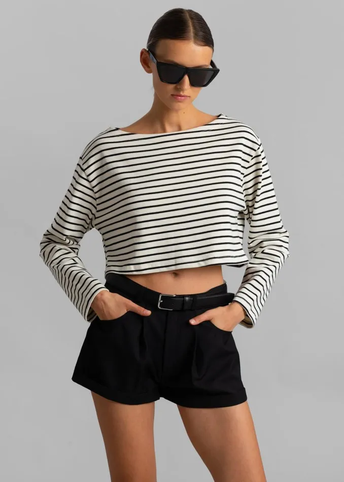 Women The Frankie Shop Tops Tilla Boatneck Top Black Stripe