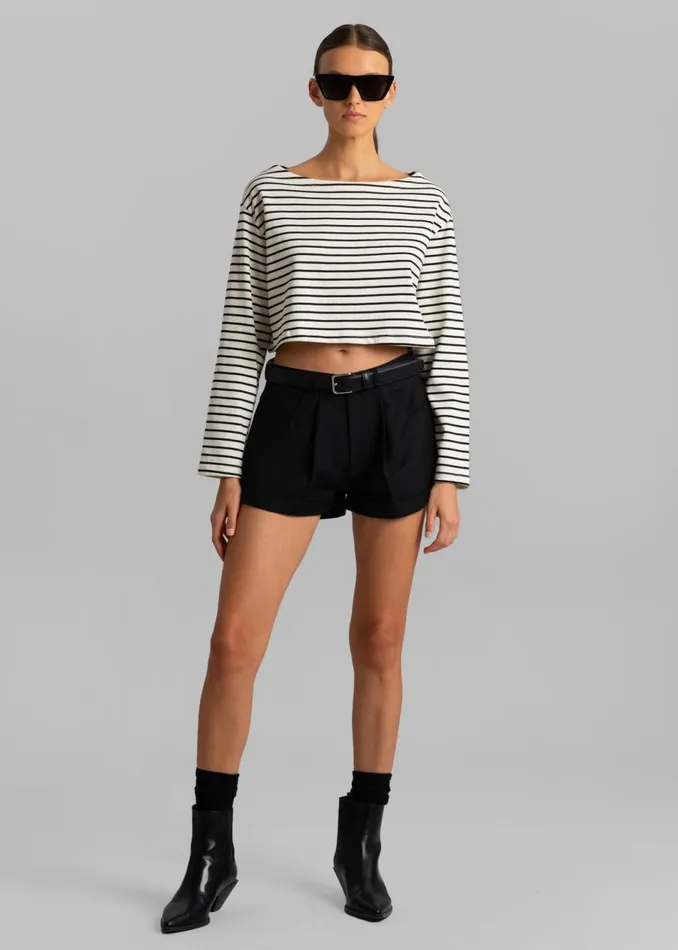 Women The Frankie Shop Tops Tilla Boatneck Top Black Stripe