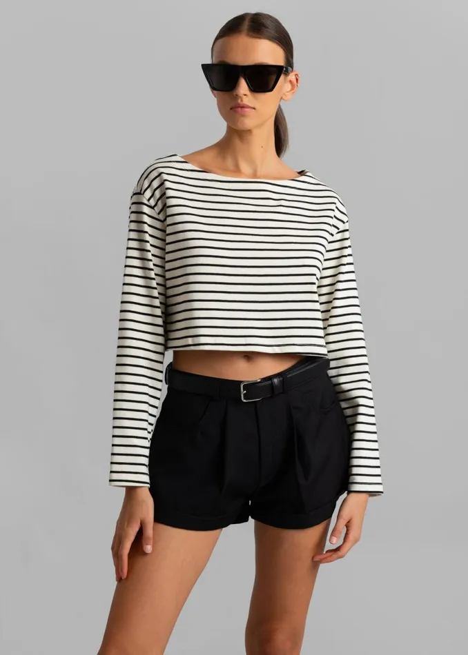 Women The Frankie Shop Tops Tilla Boatneck Top Black Stripe