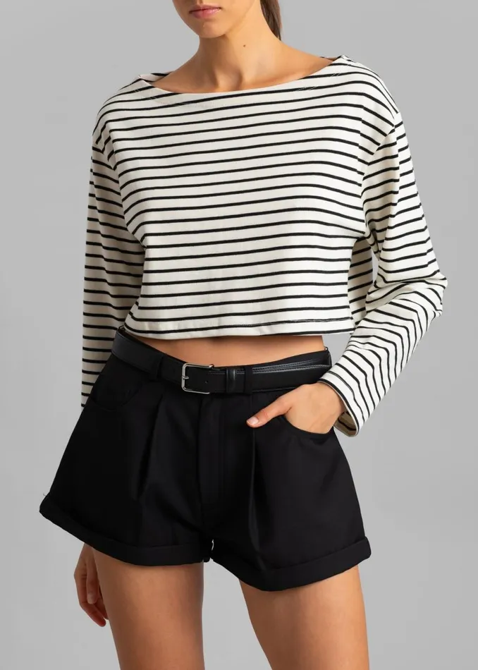 Women The Frankie Shop Tops Tilla Boatneck Top Black Stripe