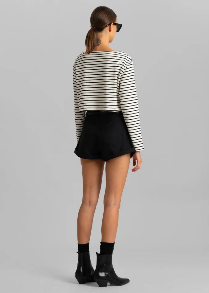 Women The Frankie Shop Tops Tilla Boatneck Top Black Stripe
