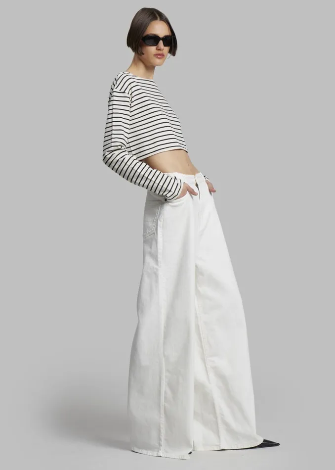 Women The Frankie Shop Tops Tilla Boatneck Top Black Stripe