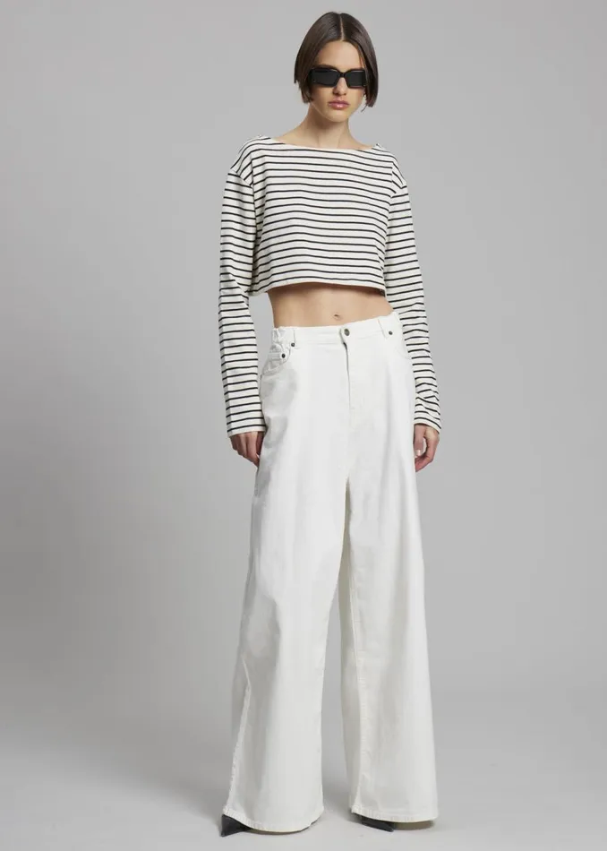 Women The Frankie Shop Tops Tilla Boatneck Top Black Stripe