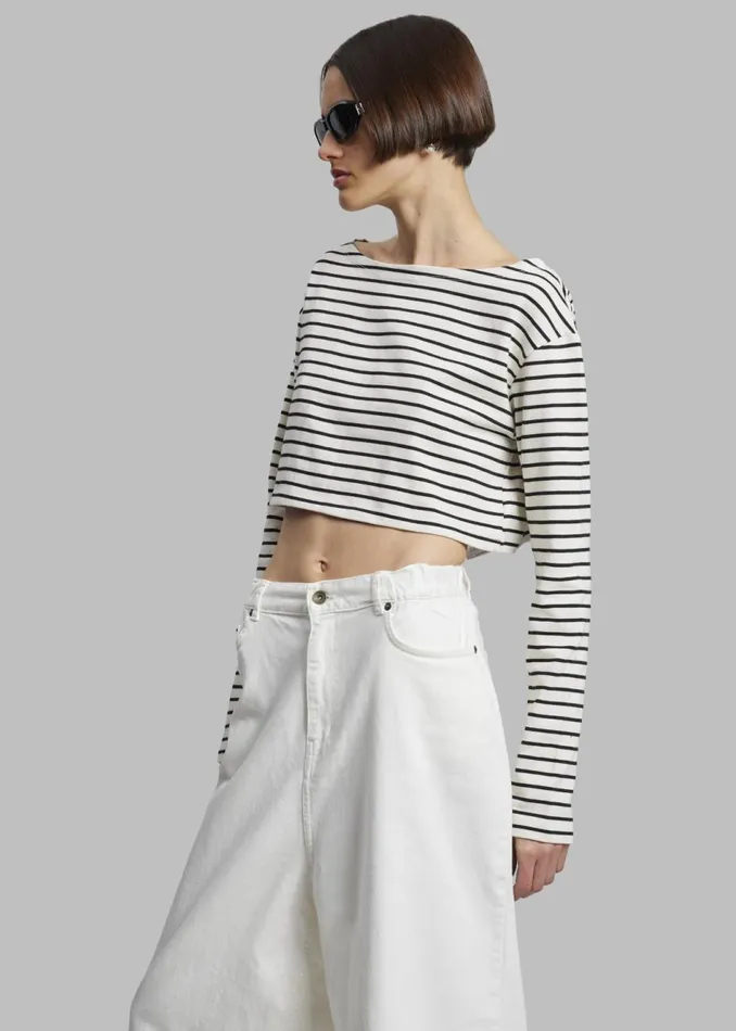 Women The Frankie Shop Tops Tilla Boatneck Top Black Stripe