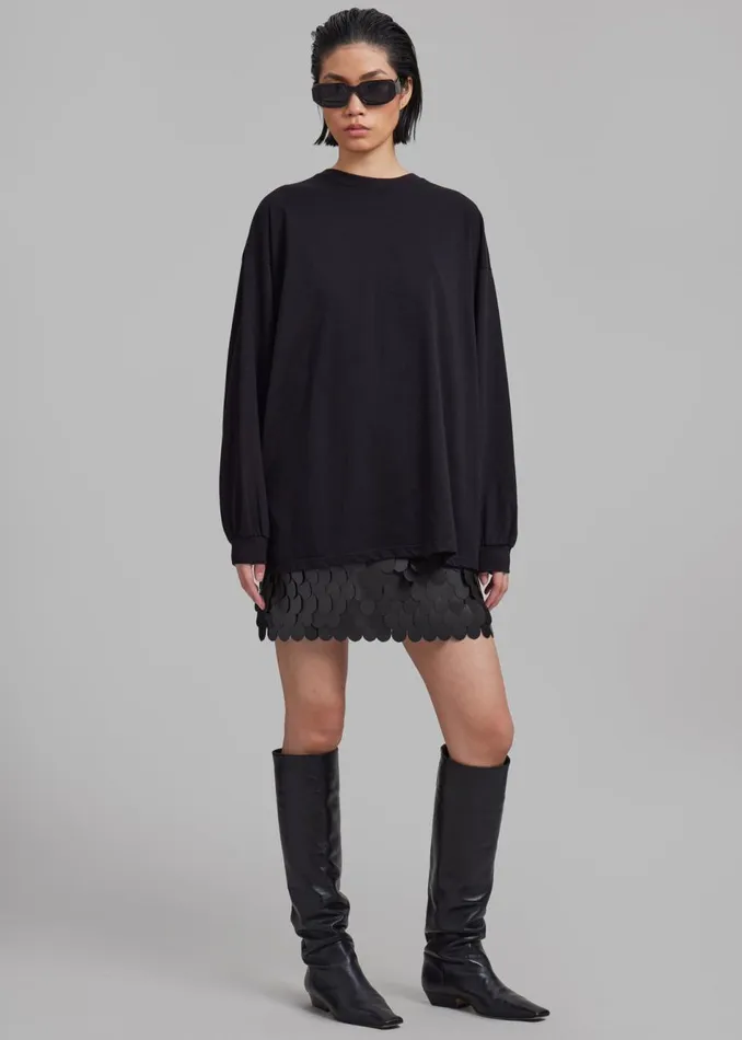 Women The Frankie Shop Tops Tommy Boxy Long Sleeves Tee Black