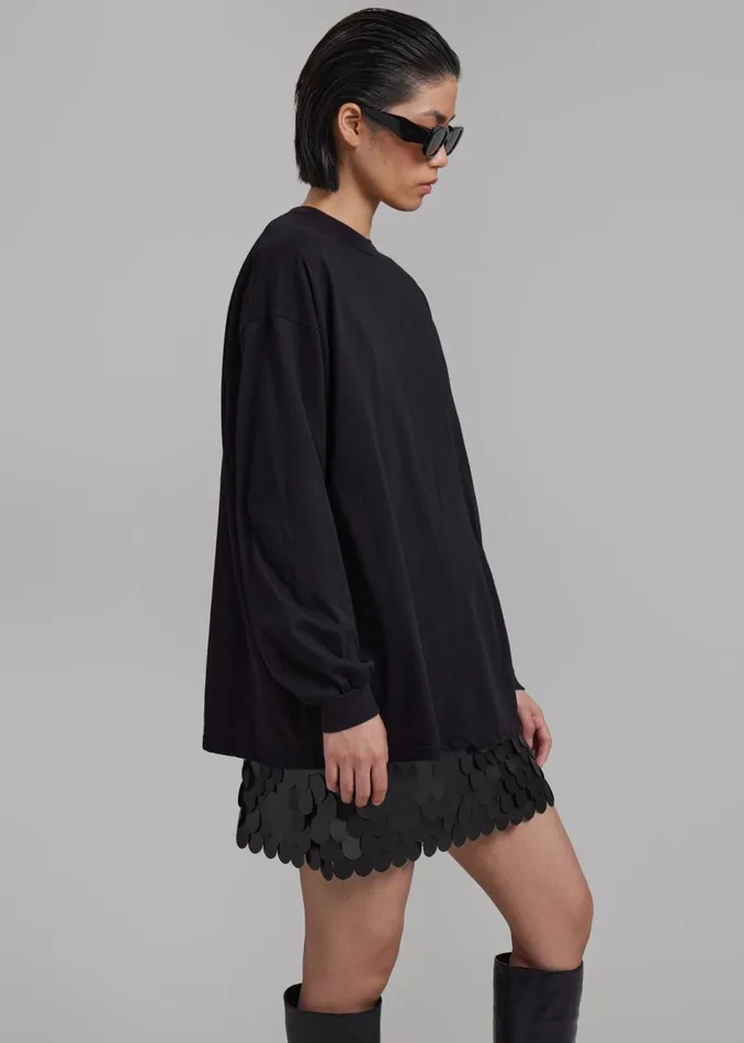 Women The Frankie Shop Tops Tommy Boxy Long Sleeves Tee Black