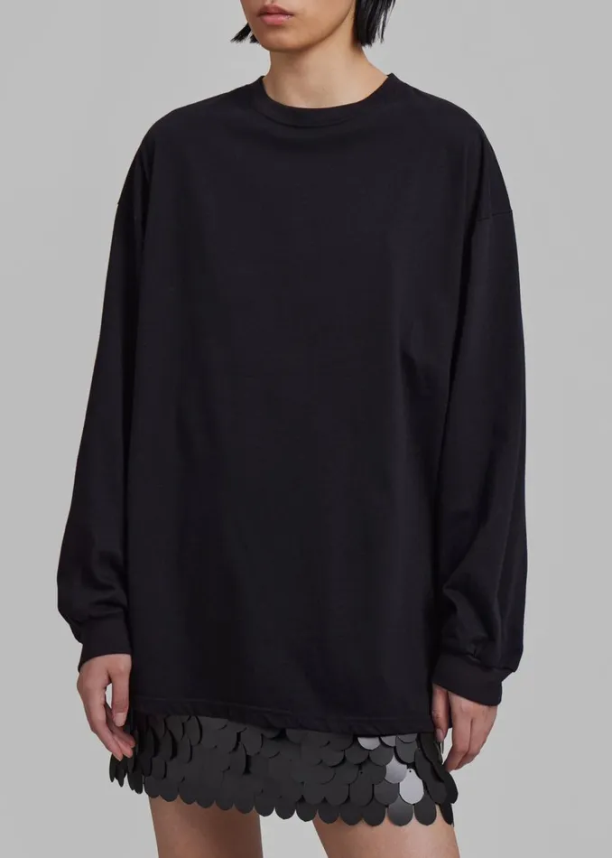 Women The Frankie Shop Tops Tommy Boxy Long Sleeves Tee Black