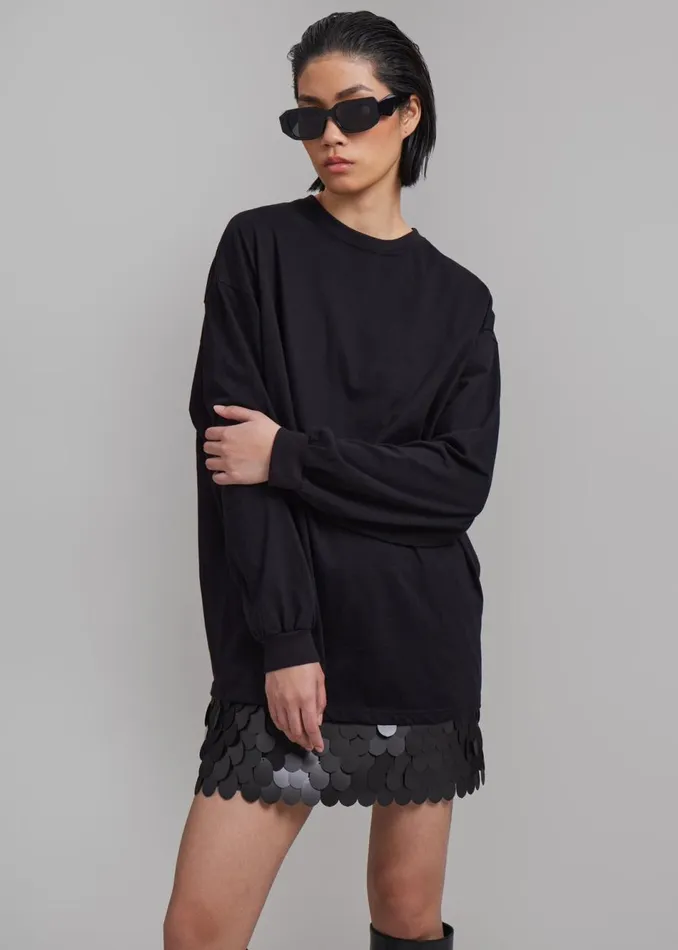 Women The Frankie Shop Tops Tommy Boxy Long Sleeves Tee Black
