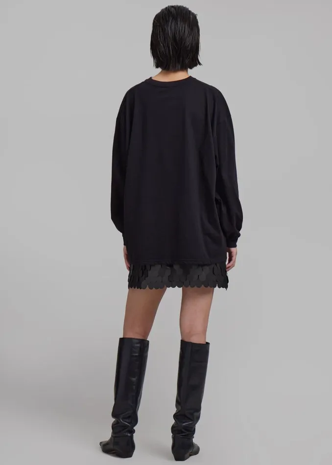 Women The Frankie Shop Tops Tommy Boxy Long Sleeves Tee Black