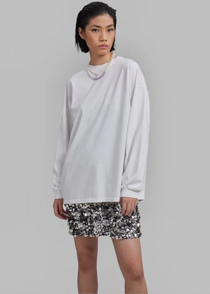 Women The Frankie Shop Tops Tommy Boxy Long Sleeves Tee White