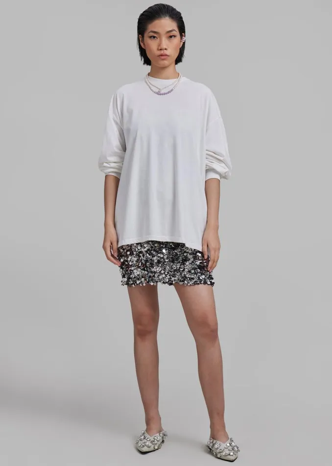 Women The Frankie Shop Tops Tommy Boxy Long Sleeves Tee White