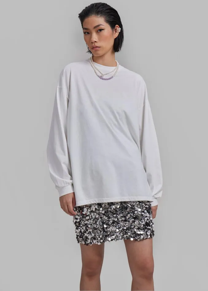 Women The Frankie Shop Tops Tommy Boxy Long Sleeves Tee White