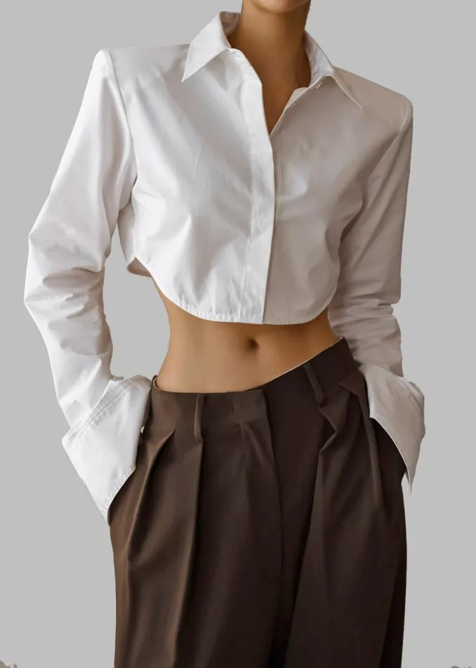 Women The Frankie Shop Tops Uma Cropped Shirt White