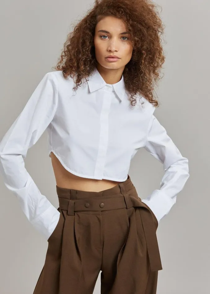 Women The Frankie Shop Tops Uma Cropped Shirt White