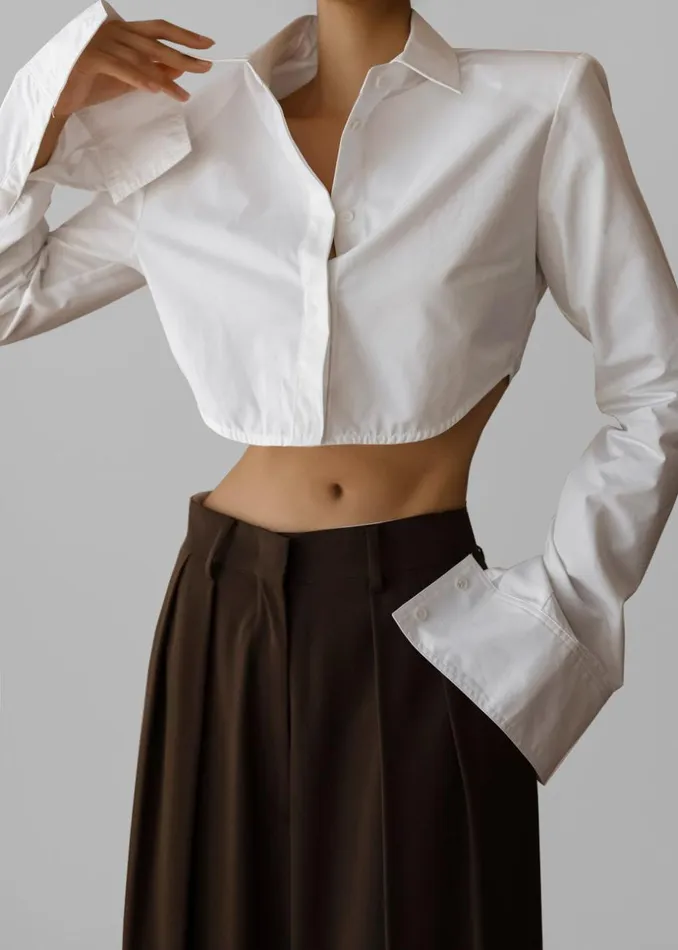 Women The Frankie Shop Tops Uma Cropped Shirt White
