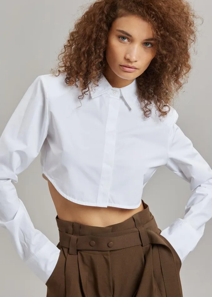Women The Frankie Shop Tops Uma Cropped Shirt White