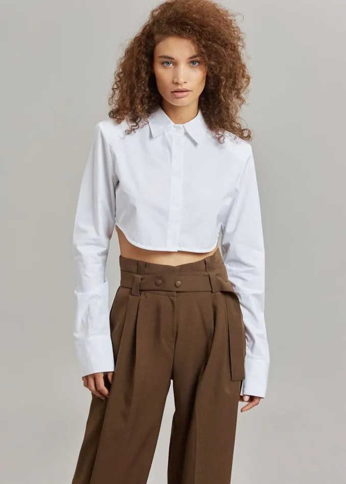 Women The Frankie Shop Tops Uma Cropped Shirt White