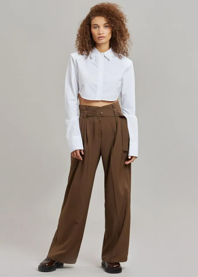 Women The Frankie Shop Tops Uma Cropped Shirt White