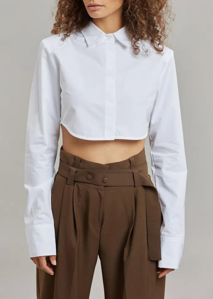 Women The Frankie Shop Tops Uma Cropped Shirt White