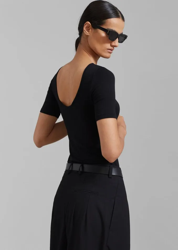 Women The Frankie Shop Tops Vera Scoop Back Shirt Black