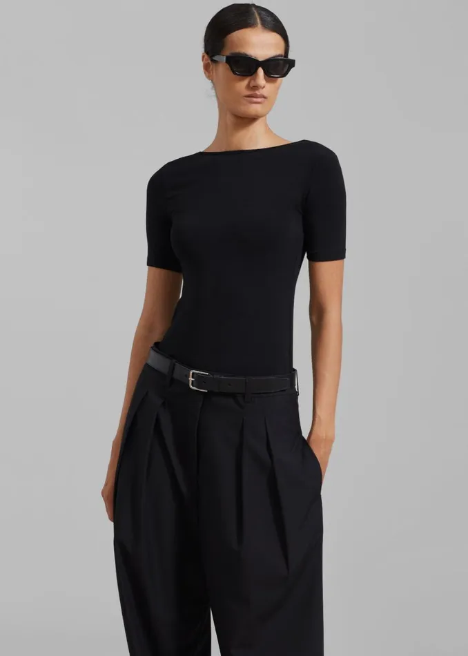 Women The Frankie Shop Tops Vera Scoop Back Shirt Black