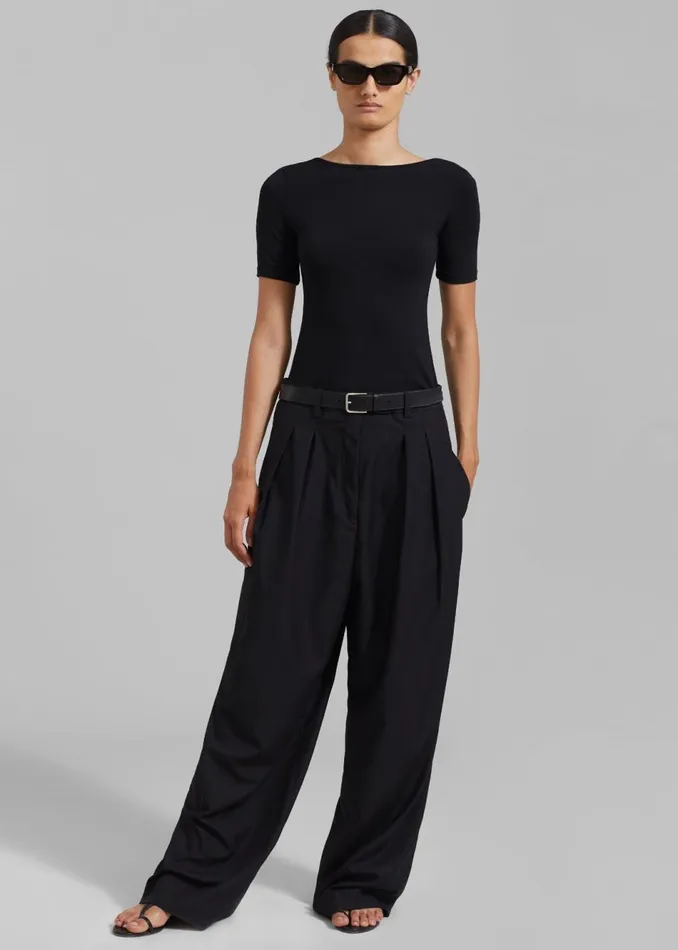 Women The Frankie Shop Tops Vera Scoop Back Shirt Black