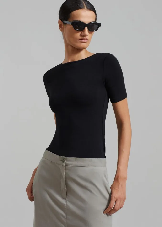 Women The Frankie Shop Tops Vera Scoop Back Shirt Black
