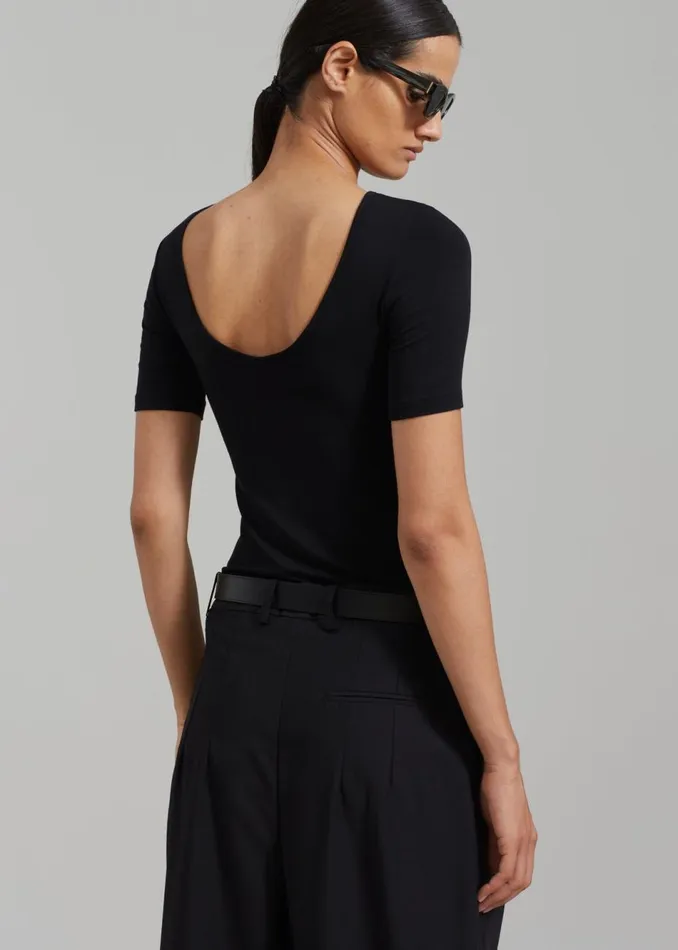 Women The Frankie Shop Tops Vera Scoop Back Shirt Black