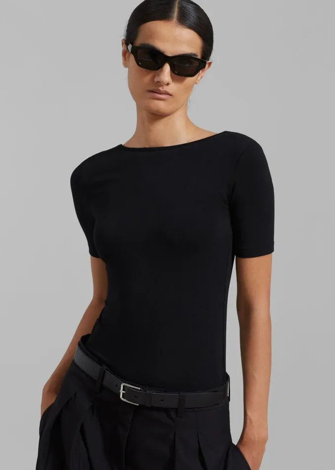 Women The Frankie Shop Tops Vera Scoop Back Shirt Black